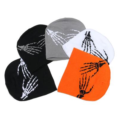 Winter Hat Men's Hip Hop Punk Style Warm Wool Hat Street Halloween Skull Ghost Claw Jacquard Knitted Hat Men's and Women's