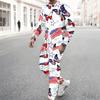 Men Distressed American Flag Star Stripe Print Long Sleeve Sweatshirt And Drawstring Jogger Pants Two Piece Outfit