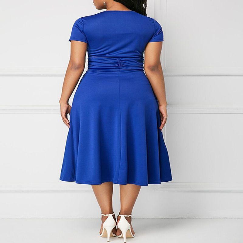 Trendy Plus Size Summer Vogue Sexy Asymmetric Hem V Neck Mini Dress For Fashion Forward Women