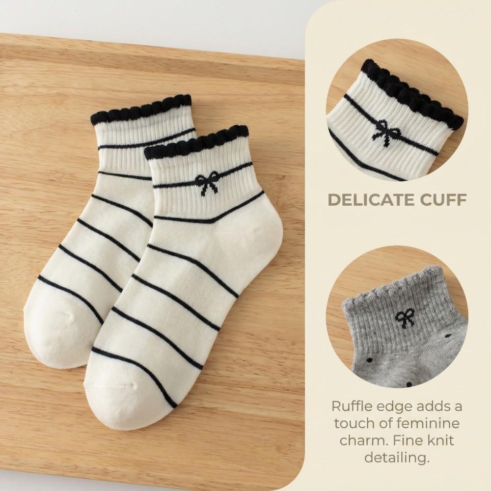 Low Cut Short Tube Socks Breathable Bow Boat Socks Korean Style Kawaii Shallow Socks  Warm
