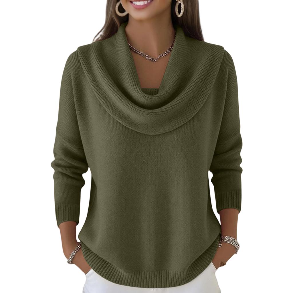 Women's Casual And Fashionable Round Neck Long Sleeved Color Top