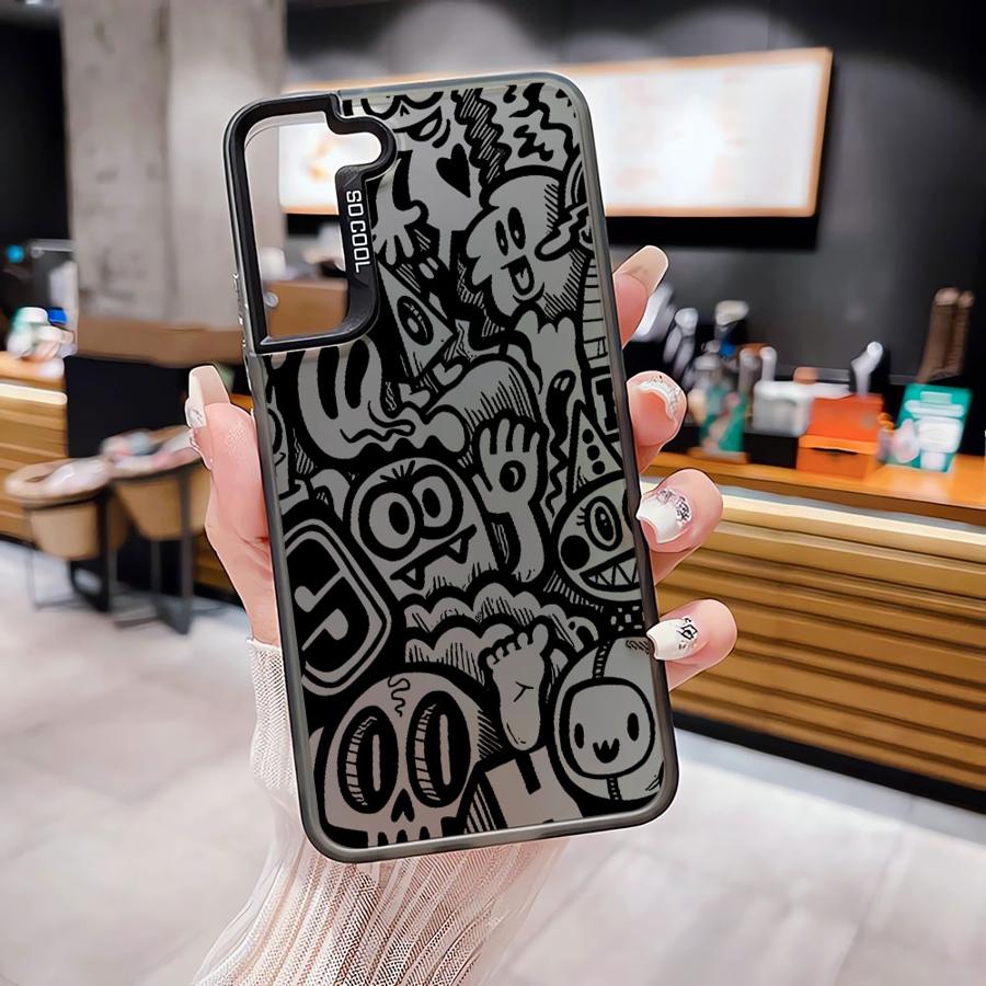 Case for Samsung Galaxy S26 S24 FE S21 S22 Ultra S25Edge S23 S20 FE Note 20 Ultra S25 Phone Cover Graffiti Black