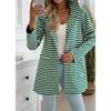 Women's Autumn and Winter New Temperament Striped Cardigan Hooded Knitted Long-sleeved Jacket