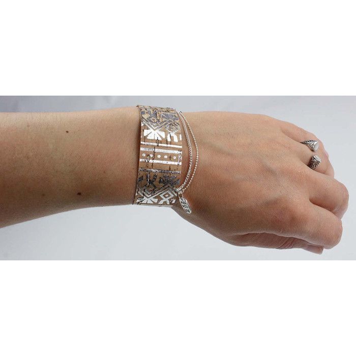 MegaCréa DIY - Cork Ribbon Silver Patterns 2.5 Cm 2 M