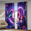 Set Of 2 Butterfly Heart Curtain Design Protect Privacy Suitable Kitchen Living Room Office Bedroom Curtains Made Polyester Area Window Treatment