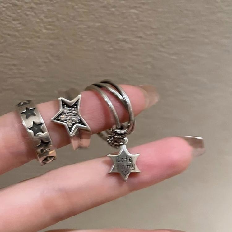 Star Adjustable Rings Star Dating Rings Alloy Material Star Opening Rings