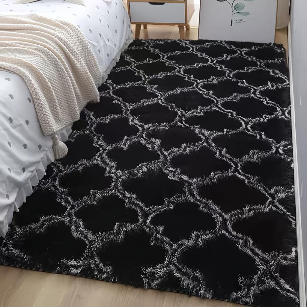 Fluffy Long Pile Area Rug, , Non-Slip, Soft Bedroom Bedside Carpet, Cozy Nordic Style Home Decor for Living Room Sofa or Bay Window