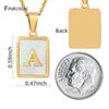 Stainless Steel Jewelry A-Z Letter Necklaces For Women's Jewelry Shell Necklace Square Pendants For Men