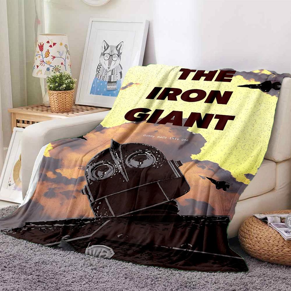 1pc Iron Giant Flannel Throw Blanket - HD Printed Lightweight Soft Warm All-Season Blanket for Sofa, Bed, Travel152 130cmx150cm