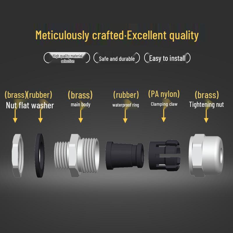 Brass Nickel-Plated Type A Waterproof Cable Connector M8-M63 Large Size Metal Gland