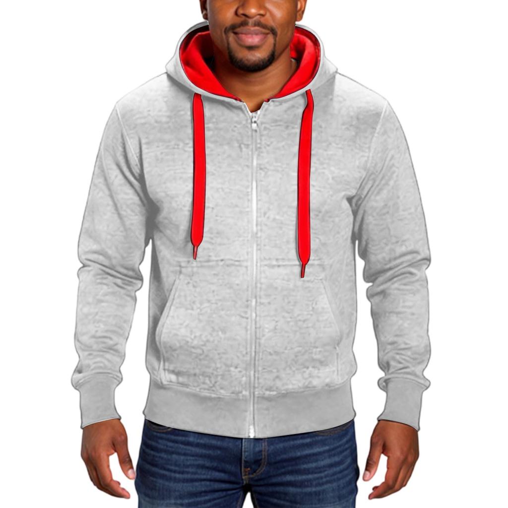 Men's Hooded Sweatshirt, Contrasting Color Sweatshirt, Sports  Zipper Casual Jacket