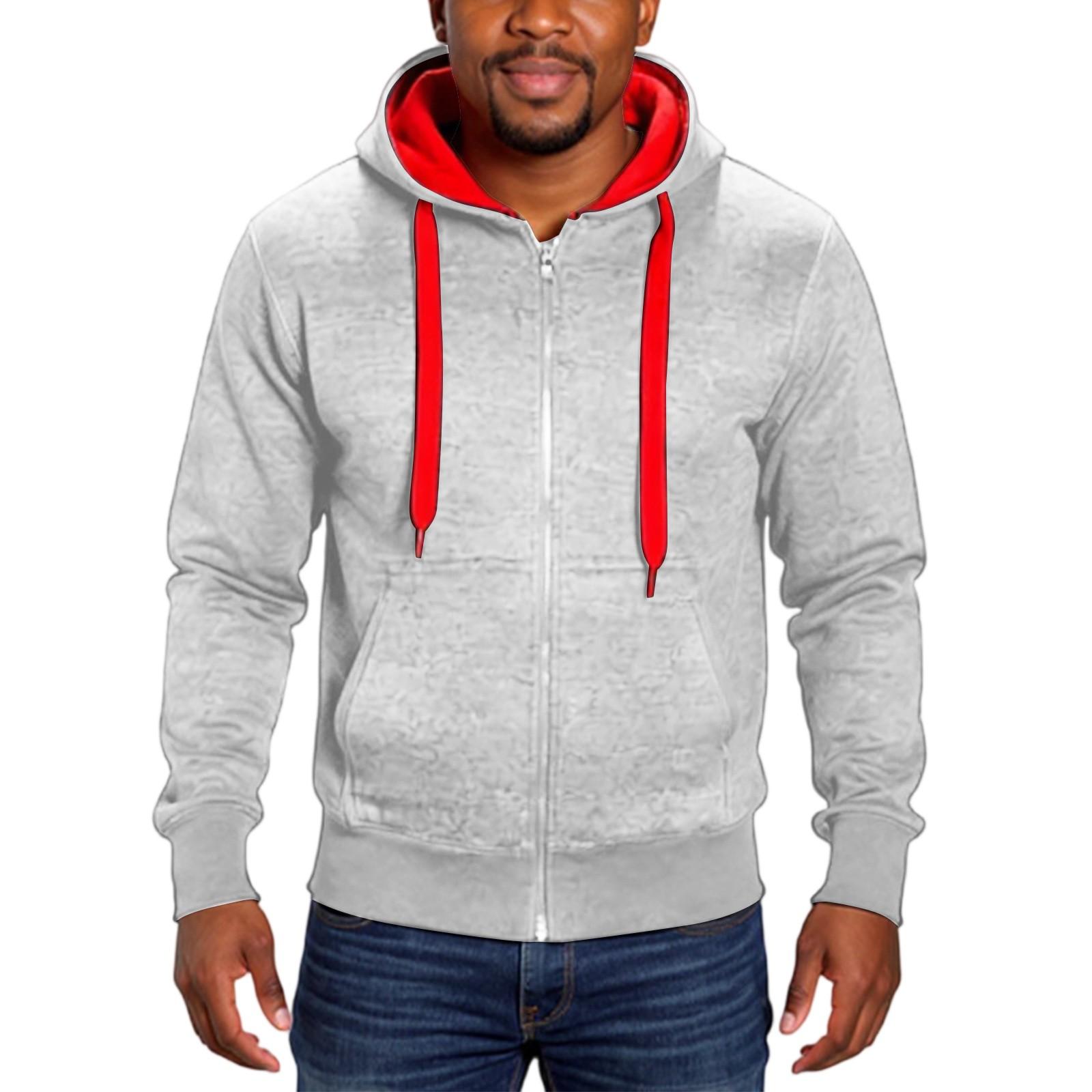 

Men s Hooded Sweatshirt, Contrasting Color Sweatshirt, Sports Zipper Casual Jacket XXL