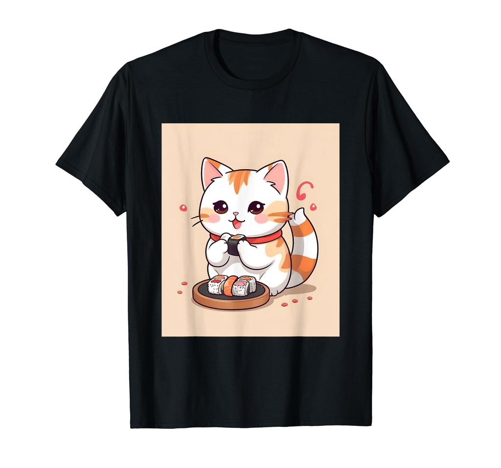 Dinge bedruckt Kawaii, Katze, Sushi, niedlich, Hirse, Japanisch, T-Shirt