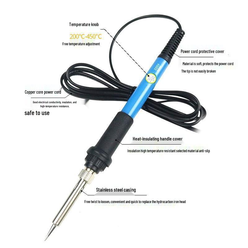 60W Adjustable Temperature Electric Soldering Iron with Switch - US Standard Solder Pen Kit for Home Repair