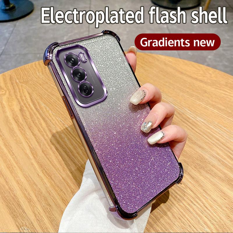 Luxury Plating Clear Shockproof Glitter Phone Case For OPPO Reno 12 11 10 9 8 Pro 5 6 7 8 Lite 12F 11F 5Z 7Z 8Z 8T 4G 5G Cover