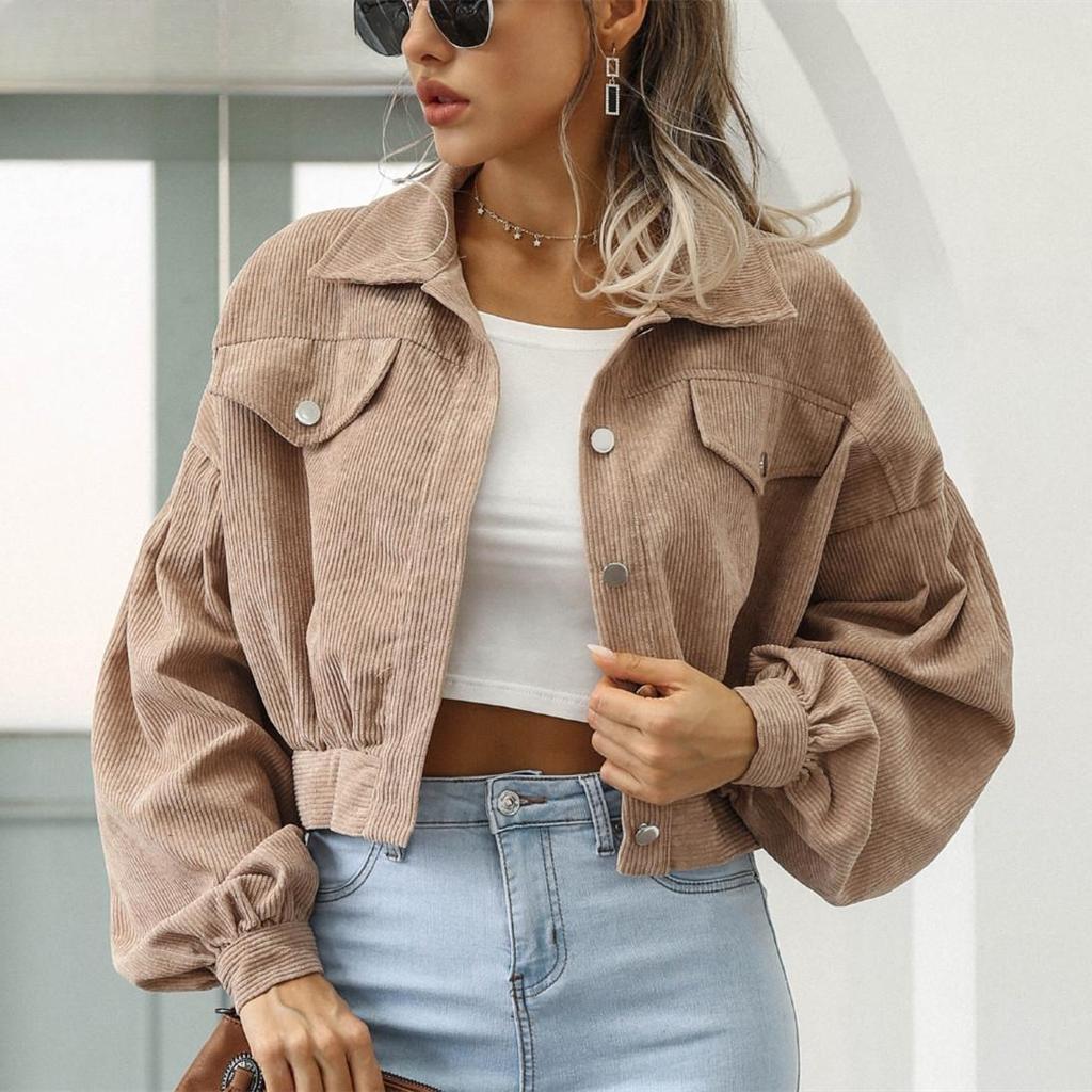 Women's Vintage Casual Solid Color Print Autumn Winter Long Sleeve POLO Neck Jackets & Coats