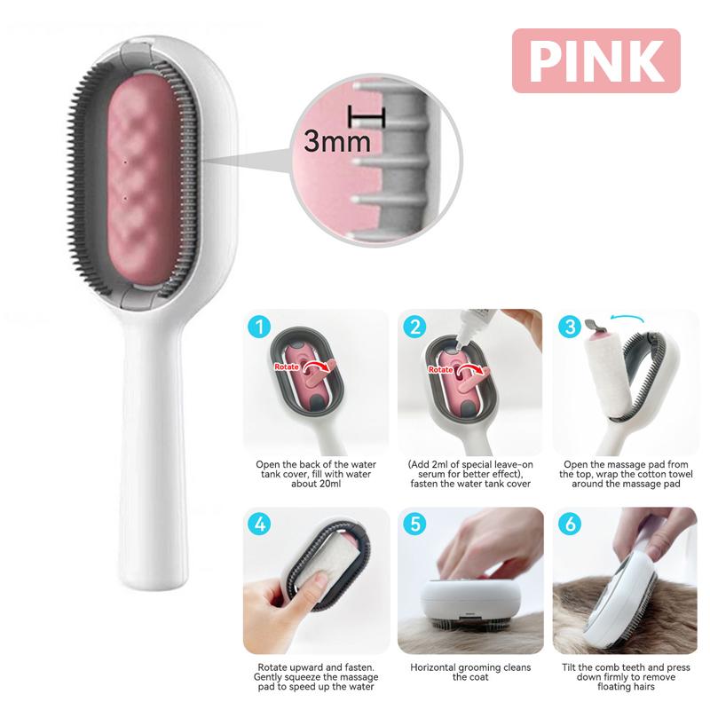 

3-в-1 кошачья щетка для удаления длинных волос щетка для собак и кошек силиконовая расческа для ухода за домашними животными с салфеткой и резервуаром для воды аксессуары для домашних животных