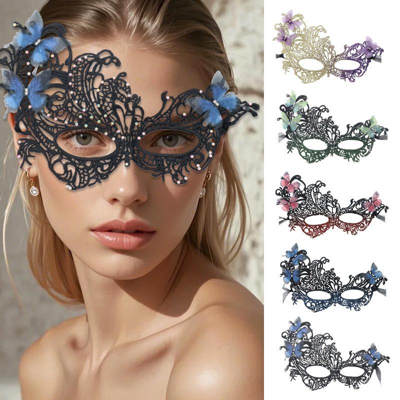 1pc Butterfly Gradient Color Sexy Ball Half Face Mask Makeup Party Eye Mask Lace Hollow Face Mask