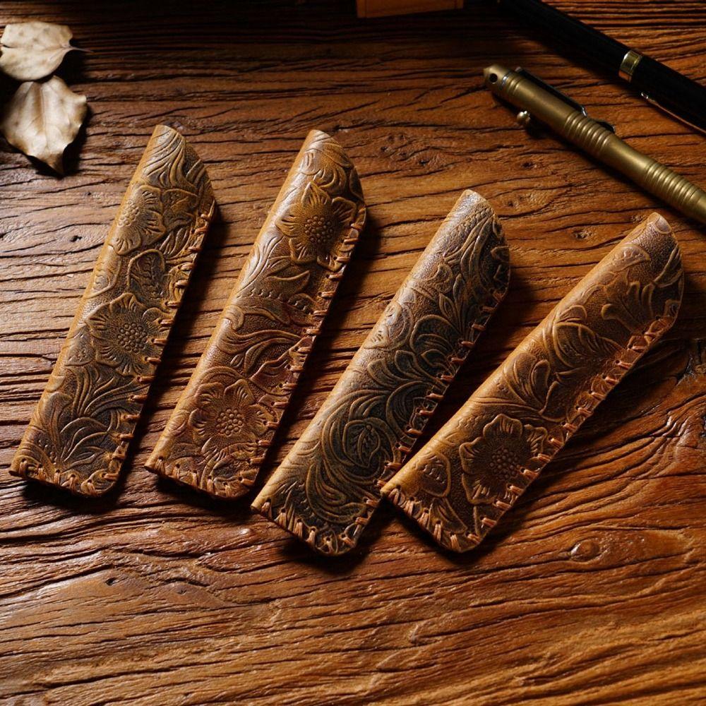 Handmade Retro Pen Case 150mm*40mm Stationery Creative Pencil Cover Genuine Leather Pen Protective Cover Pen Protective Cover