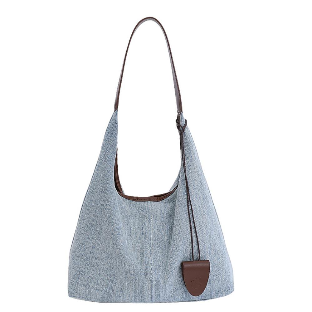 Harajuku Denim Tote Bag Korean Style Commuting Underarm Bag Leisure Canvas Shoulder Bag  Lady