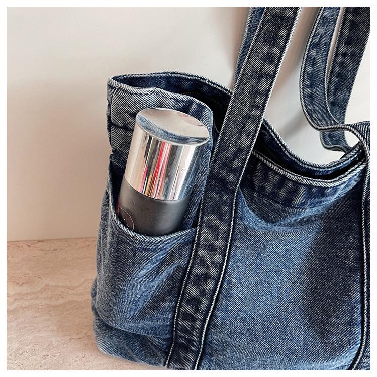 Women's Large Canvas Denim Tote - Lightweight and Versatile Shopping or Student Bag
