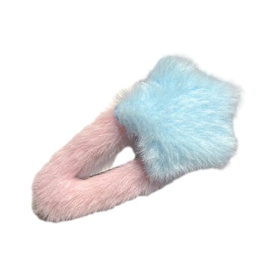 4Pcs Hairpin Plush Star Shape Bang Hair Clamp Kids Warm Autumn Winter Hair Clip Firm Hold No Scratch Hair Accessory