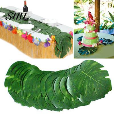 Hoja Grande 12 Piezas/Paquete Artificial Simulado Amplia Aplicación Tela Falsa Decoración Palmera Verde Suministros para el Hogar