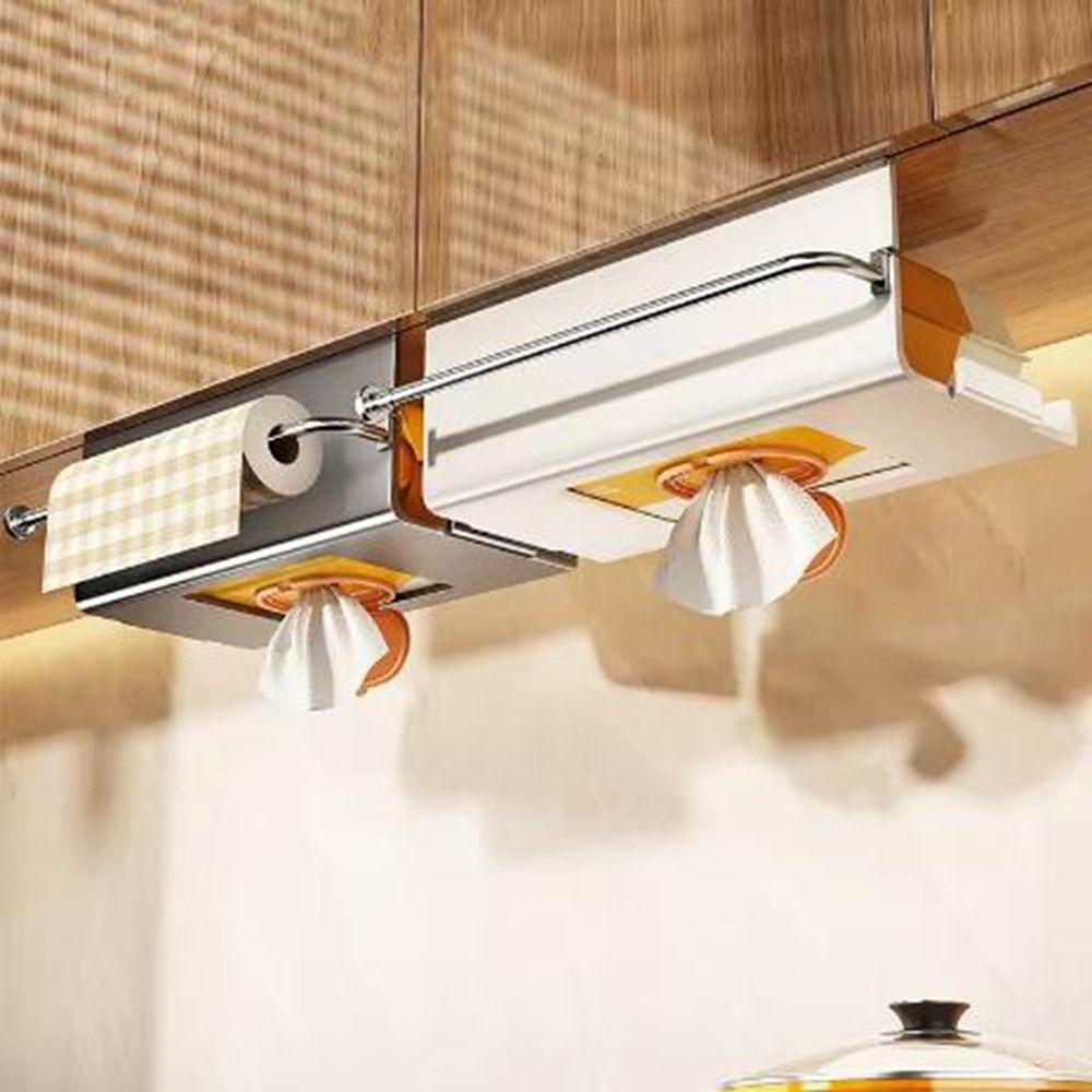 Carbon Steel Under Cabinet Paper Towel Holder Wall Mounted Roll Paper Holder Bathroom