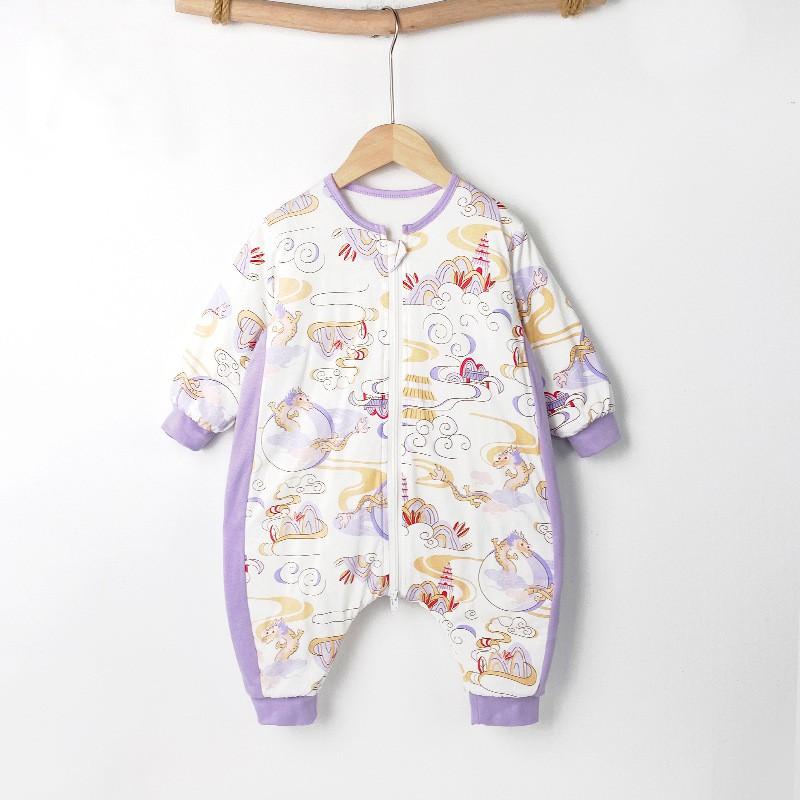 Kids Cotton Warm Sleeping Bag With Legs Winter 3-8 Years Old Toddler Sleepwear Anti-Kick Belly Protection