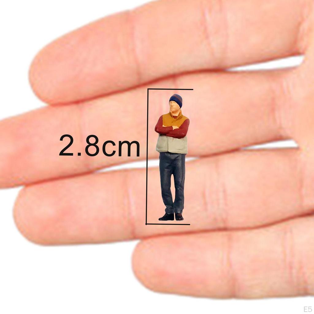 1/64 Men Model Resin Painted Figure Tiny People for Fairy Gardens DIY Scene School Project