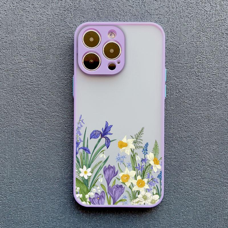 INS Painting Flower Phone Cases For iPhone 11 Case iPhone 17 16 13 12 15 14 Pro Max Mini 14 15 16 Plus XS X XR Shockproof Covers