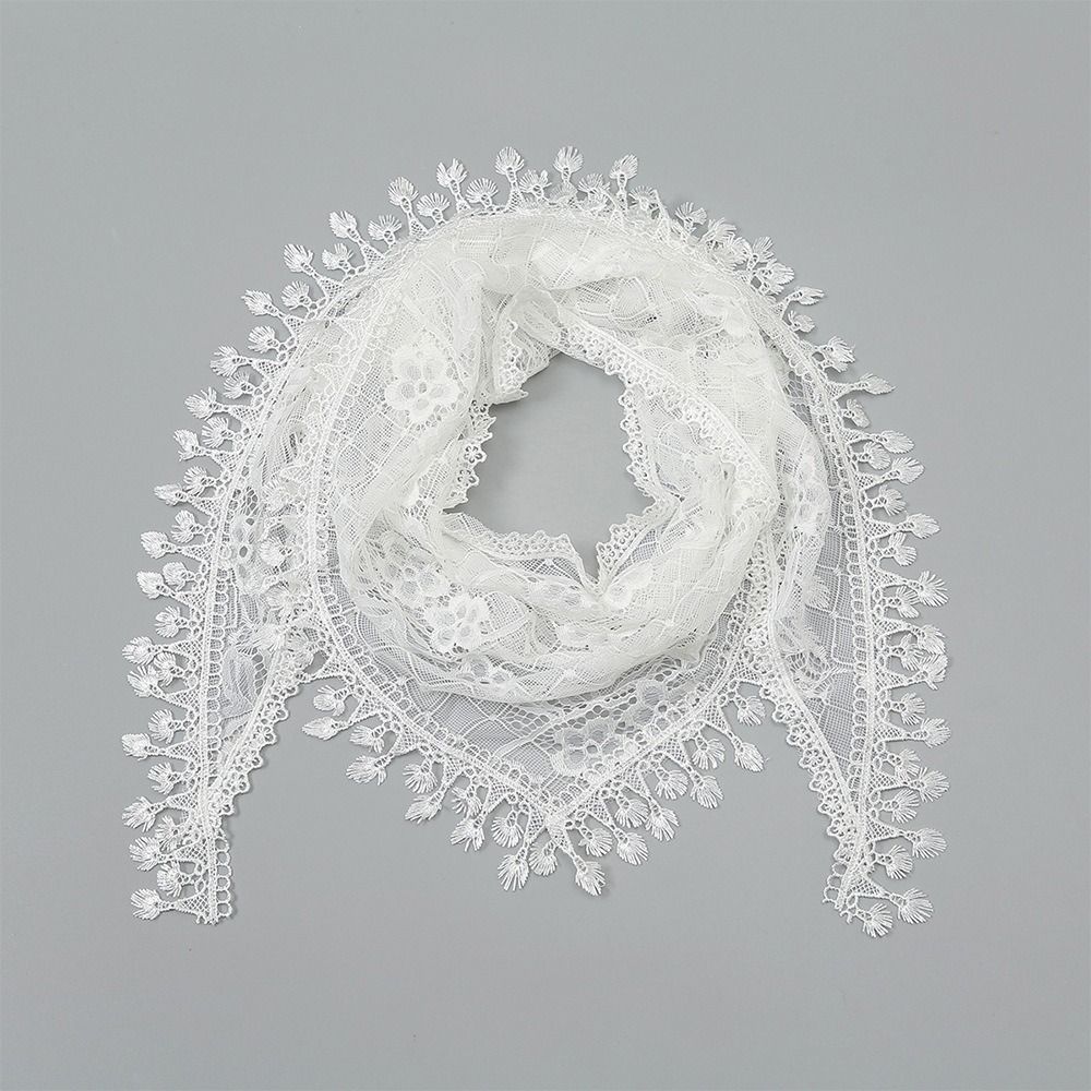 Cute Lace Flower Hair Scarf Vintage Sweet Headscarf Shawl Casual Triangle Head Scarf  Photography