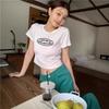 Black American retro short-sleeved t-shirt women's summer new design feeling Spice girl navel short top
