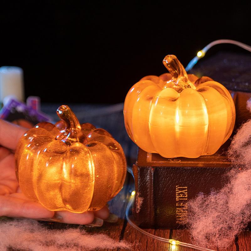 Halloween Decoration LED Glowing Pumpkin Halloween Dressing Props Desktop Ornaments