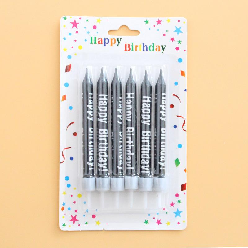 INS Black and White Printed HAPPY BIRTHDAY Cake Candles Children's Party Color Printed Candles