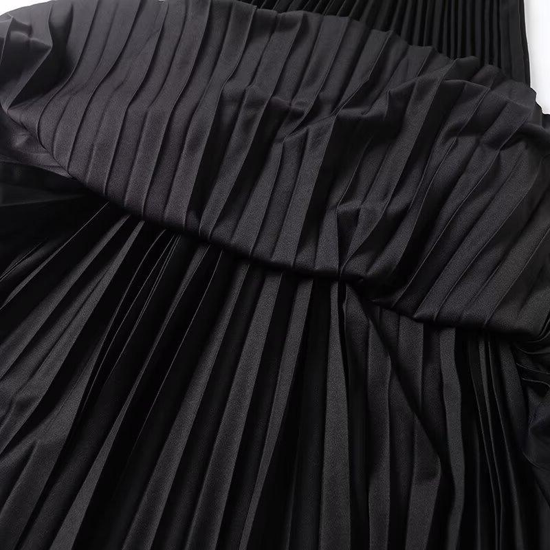 Elegant Women's Drapey Pleated Midi Skirt for Summer