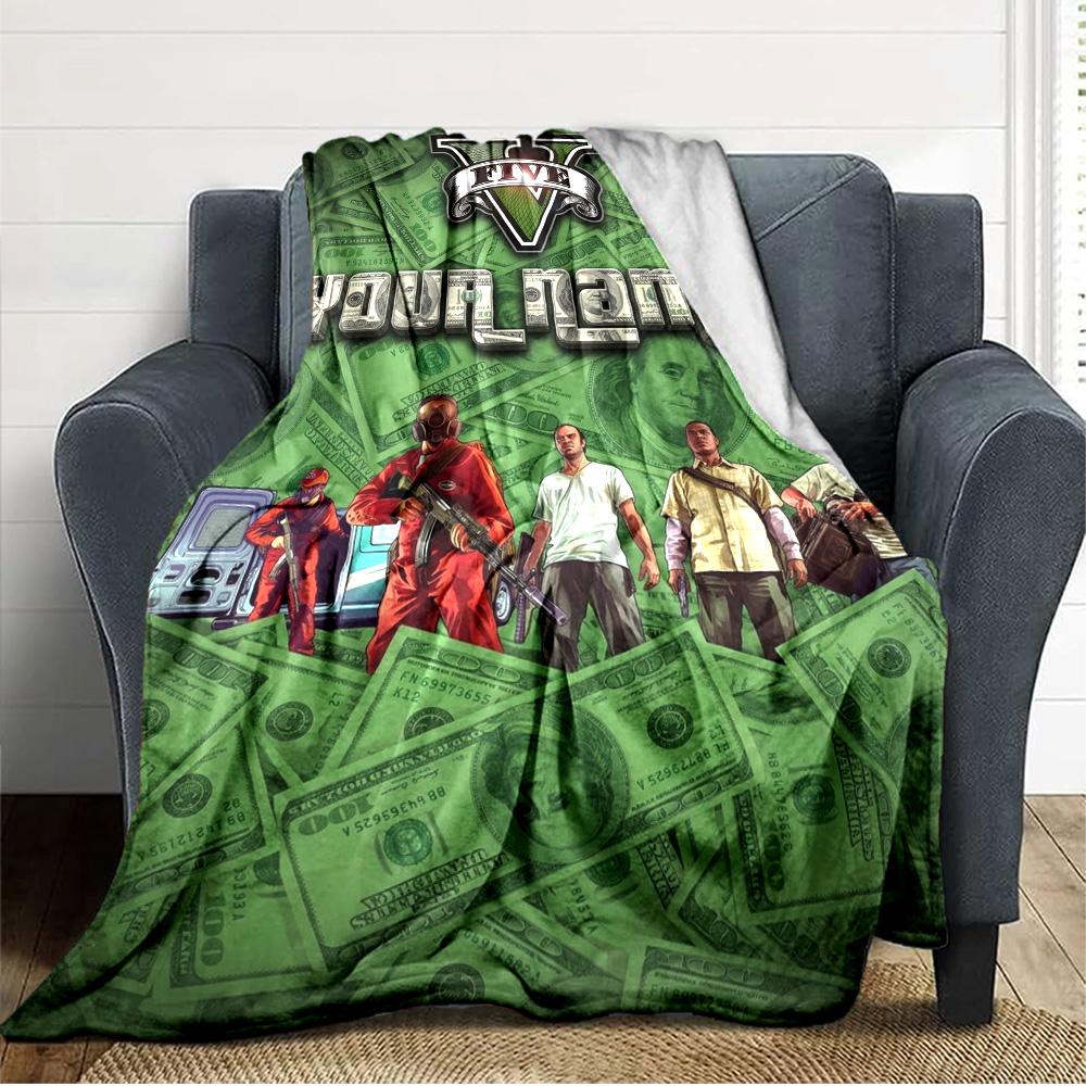Name Custom Gta Print Flannel Blanket High Quality Warm Comfortable Cover for All Seasons Perfect for Gifts Home Decor