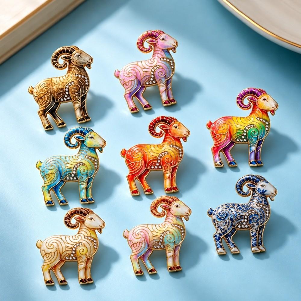 Diamond-inlaid Sheep Brooch Vintage Brooch Pins Trendy Lady's Suit Brooch  Cloth Accessories