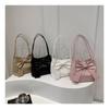 Chic Pu Leather Handbag For Women 2024 Stylish Bowknot Shoulder Bag Large Capacity Everyday Underarm Bag