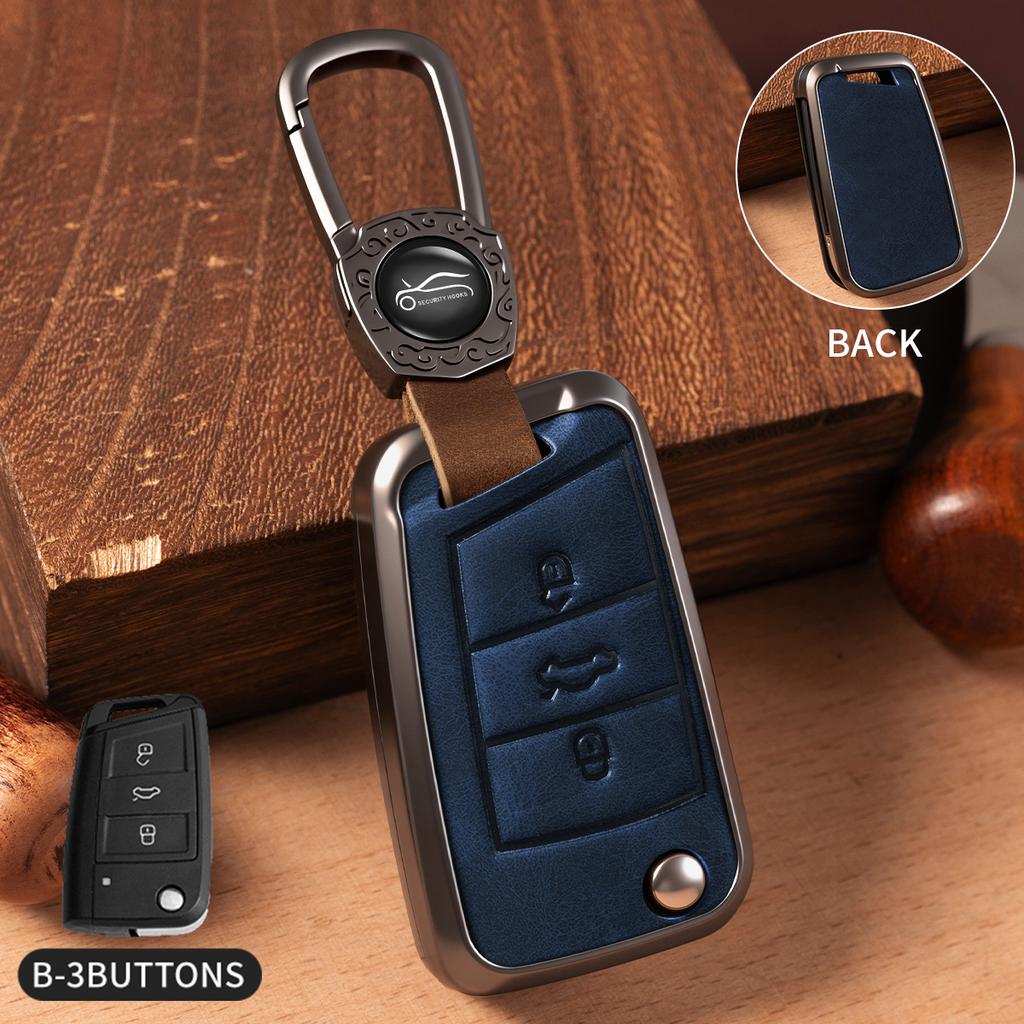Car Zinc Alloy Flip Key Case Cover Holder For Volkswagen VW Golf 7 For Skoda A5 Fabia A7 Kodiaq Karoq Key Chain