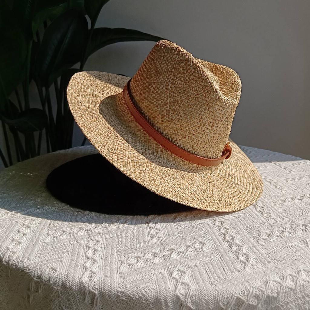 Summer straw hat 2025 new treasure grass material jazz ladies straw hat outdoor travel sun protection beach sun hat
