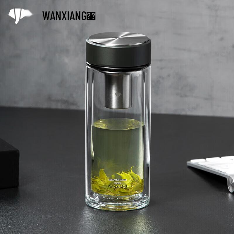 Wanxiang Double-layer Heat-resistant Glass Tea Cup with Filter