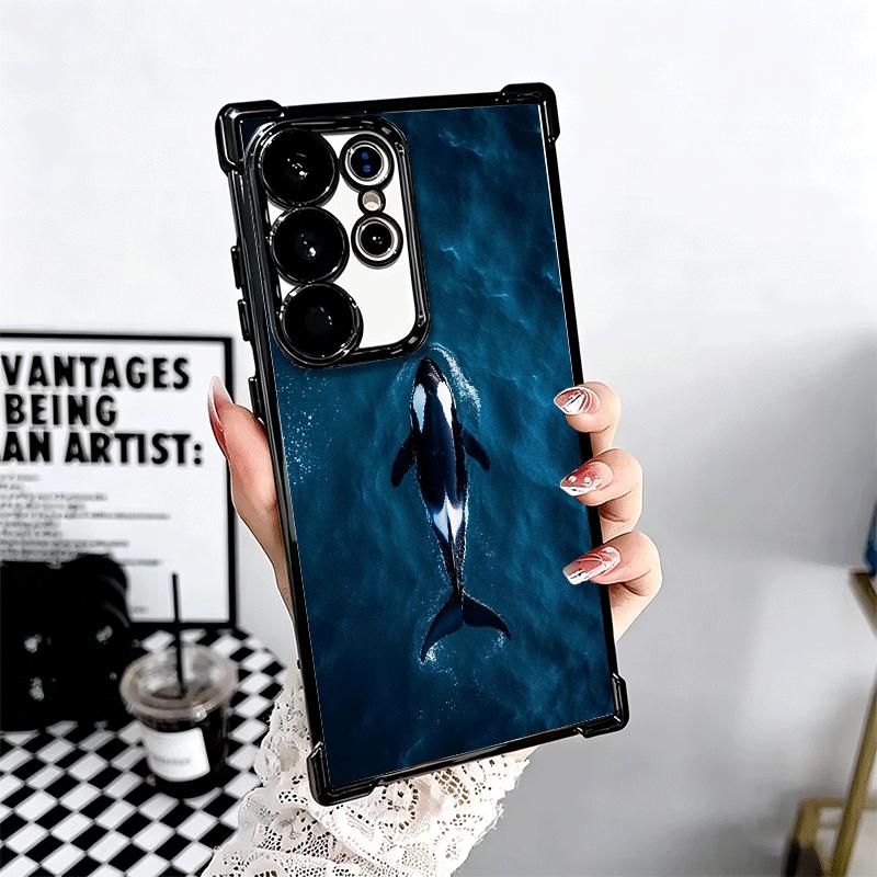 Orca Ocean Pattern Plating Phone Case For Samsung Galaxy S24 S25 FE S26 Edge S23 Ultra S22 S21 Plus S20 Anti-Fall Airabag Cover