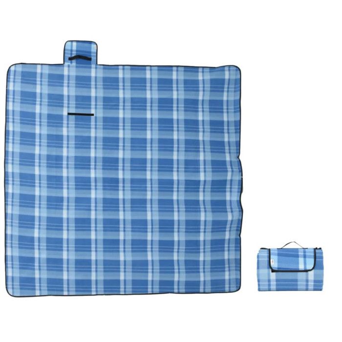 Foldable Blue Plaid Picnic Blanket 200x200 Cm
