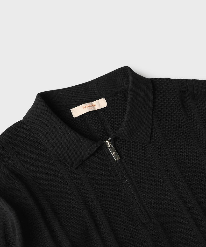 PANICALE Black Half-Zip Polo Knit