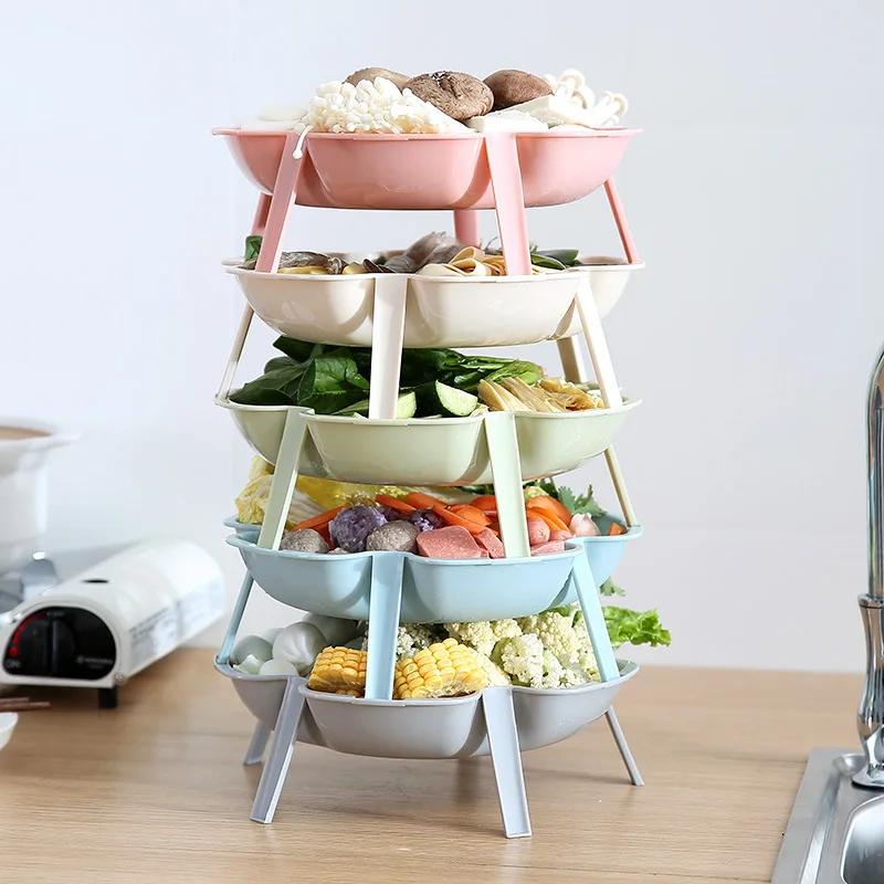 1PCS Can Be Superimposed Flower Plate Hot Pot Side Dish Creative Home Tableware Fruit Plate Dessert Plate
