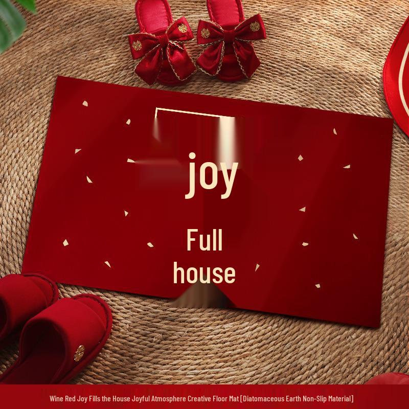 New Chinese Style Diatom Mud Water Absorption Soft Mat - Anti-slip Red Entry Door Mat for Weddings 40x60cm