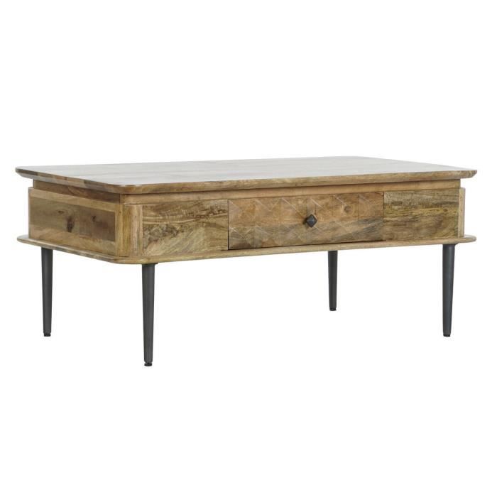 Table basse - Marque - Modèle - Métal - Bois de manguier - 116x60x46 cm
