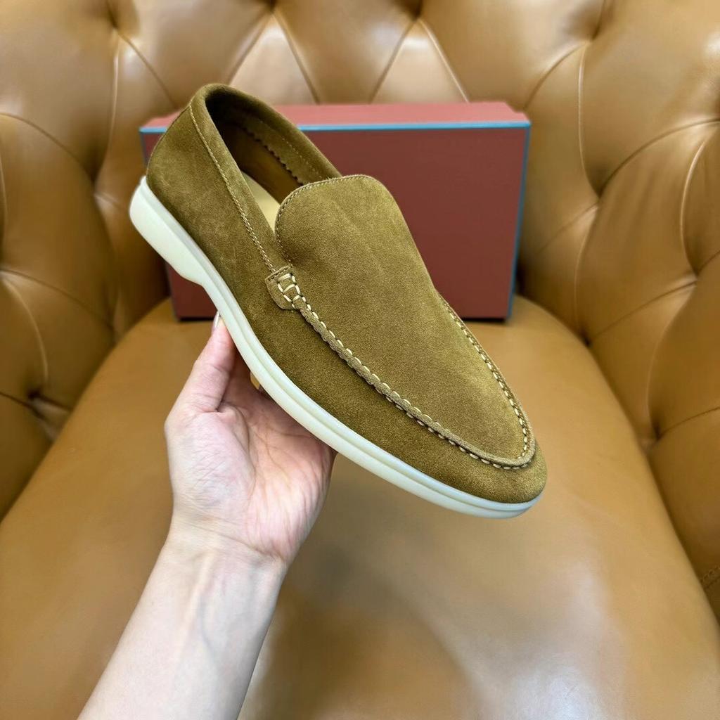 men top quality Deerskin material Flat bottom hand-sewn waterproof loafers Men's casual sneakers