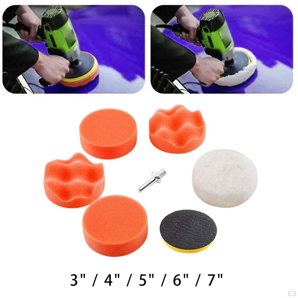 7 Pieces Car Polishing Pad Drill Buffer Kit Soft Elastic Sponge Lightweight for Coat Paints Waxing,